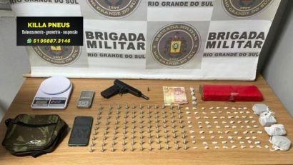 Ação da Brigada Militar em Cristal resulta em prisão por tráfico e apreensão de cocaína, crack e maconha